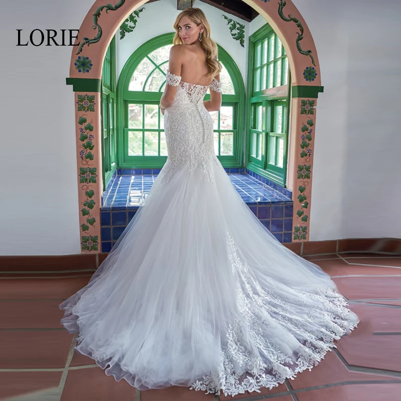 LORIE Off the Shoulder Mermaid Wedding Dress Elegant Lace Appliqued with Tulle Bridal Dresses Sweetheart Backless Wedding Gowns
LORIE Off the Shoulder Mermaid Wedding Dress Elegant Lace Appliqued with Tulle Bridal Dresses Sweetheart Backless Wedding Gowns
