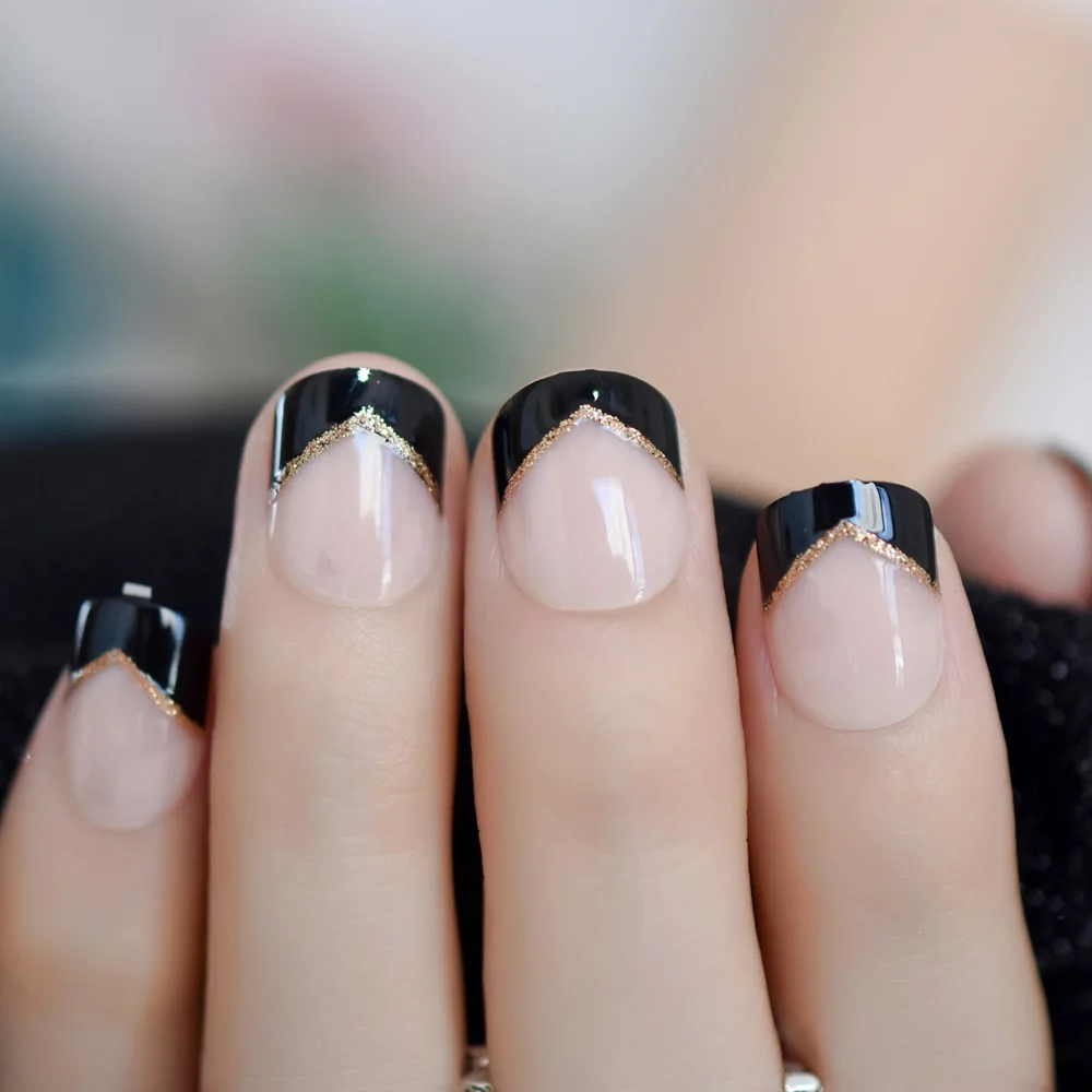 Short Black French Press on Fake Nails Tips Natural Beige Pink 24pcs Squoval Head Full Cover faux ongles for Home Office Wear
Short Black French Press on Fake Nails Tips Natural Beige Pink 24pcs Squoval Head Full Cover faux ongles for Home Office Wear