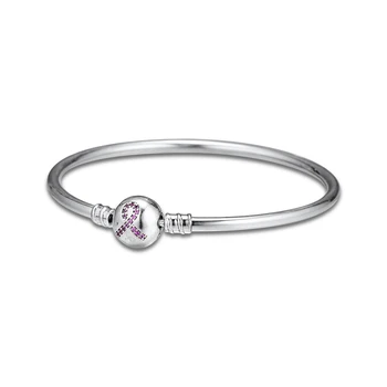 Pink Ribbon Clasp Bangle for Women Fit Bead Charm Diy Europe Jewelry 925 Sterling Silver Bracelets & Bangles pulseras mujer
Pink Ribbon Clasp Bangle for Women Fit Bead Charm Diy Europe Jewelry 925 Sterling Silver Bracelets & Bangles pulseras mujer