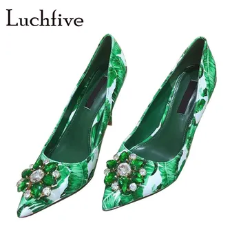 Runaway Jeweled Printed Thin High Heels Women Pumps Pointy Toe Green Crystal Party Shoes Woman Fashion Slip On Zapatos Mujer
Runaway Jeweled Printed Thin High Heels Women Pumps Pointy Toe Green Crystal Party Shoes Woman Fashion Slip On Zapatos Mujer