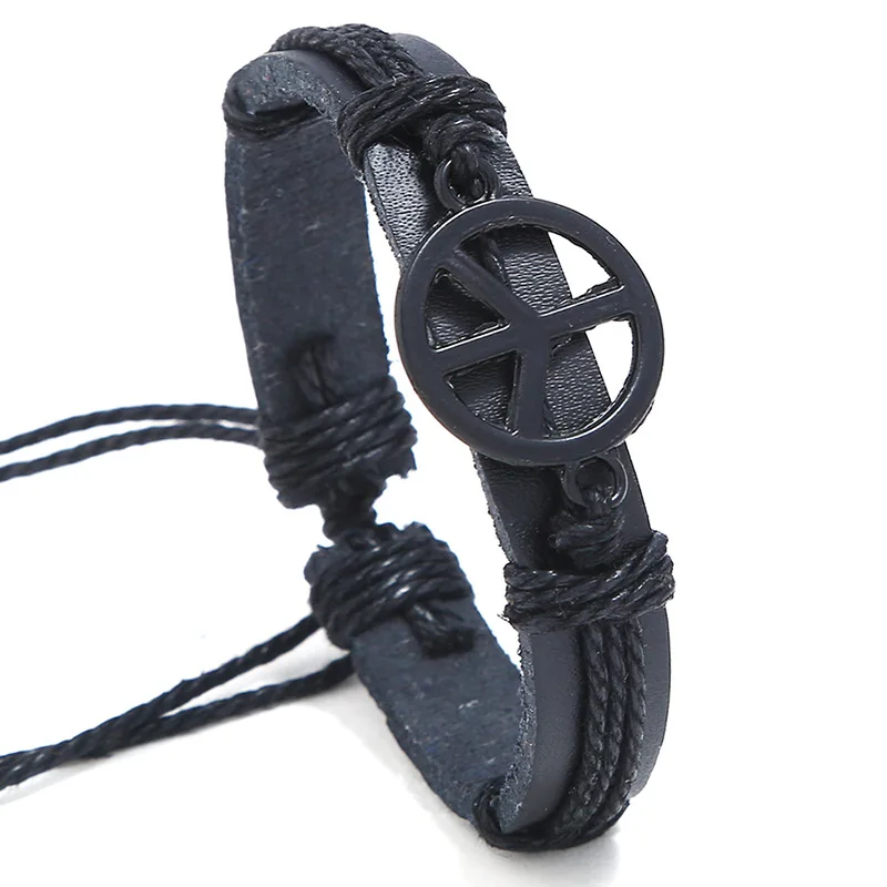 Suitable Adults Children Black/Brown Fashion Peace Sign Bracelet Bangle Leather Hand Chain Buckle Friendship Men Women Bracelets
Suitable Adults Children Black/Brown Fashion Peace Sign Bracelet Bangle Leather Hand Chain Buckle Friendship Men Women Bracelets