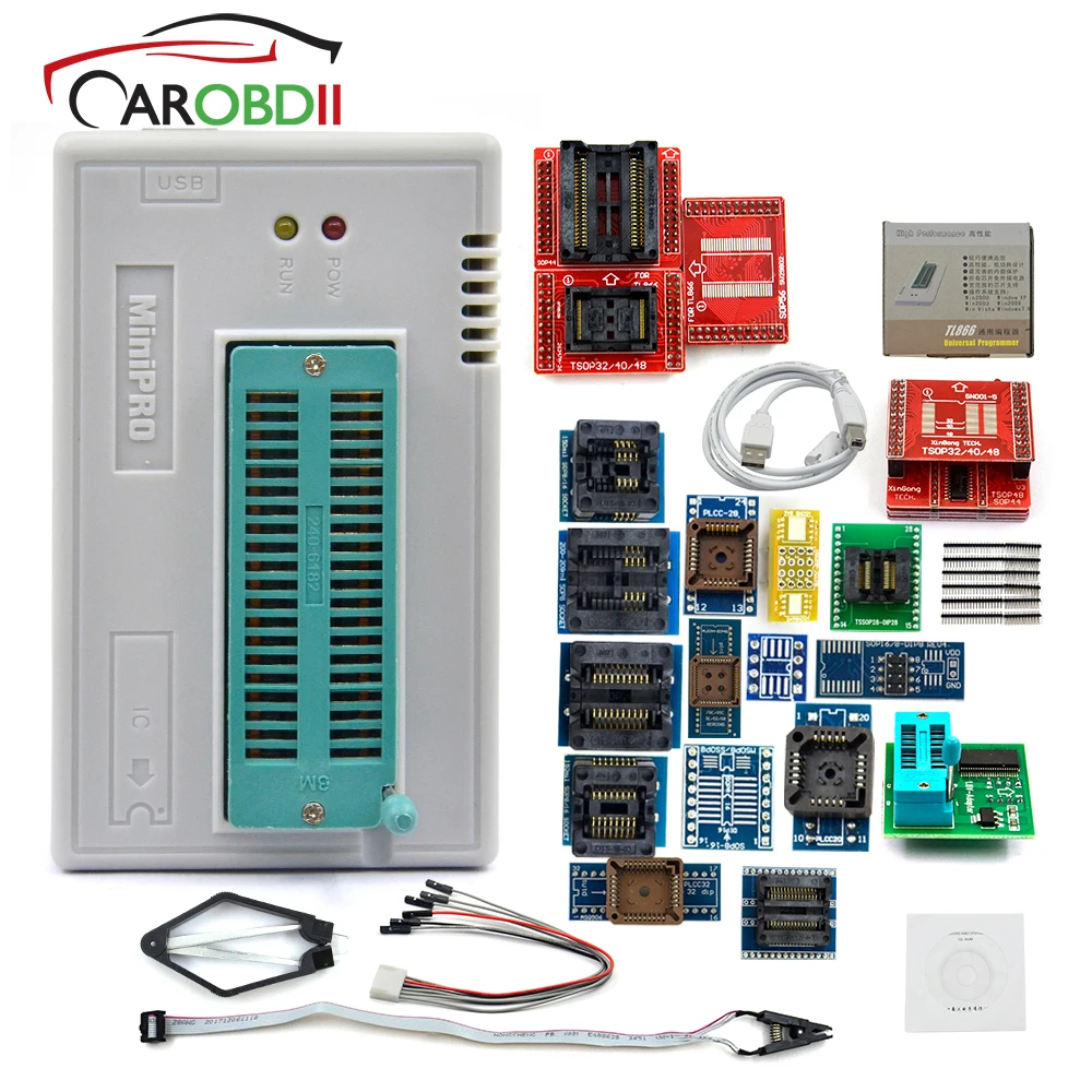 OBDII Universal Programmer TL866II Plus Universal Minipro Programmer +24 Adapters+Test Clip TL866 PIC Bios High speed Programmer
OBDII Universal Programmer TL866II Plus Universal Minipro Programmer +24 Adapters+Test Clip TL866 PIC Bios High speed Programmer
