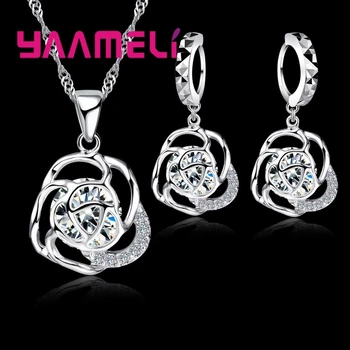 Fine Hollow Flower Shape Austrian Crystal Pendants Necklaces Earrings Sets Women Party 925 Sterling Silver Jewelry Sets
Fine Hollow Flower Shape Austrian Crystal Pendants Necklaces Earrings Sets Women Party 925 Sterling Silver Jewelry Sets