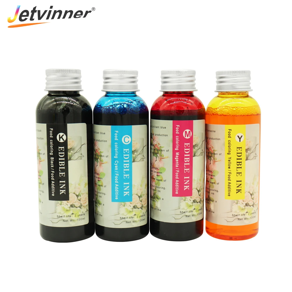 Jetvinnr 4*100ml Universal Edible Ink Food Ink for Food printer ink for Food Printer for Coffee Cake Cookie Candy
Jetvinnr 4*100ml Universal Edible Ink Food Ink for Food printer ink for Food Printer for Coffee Cake Cookie Candy