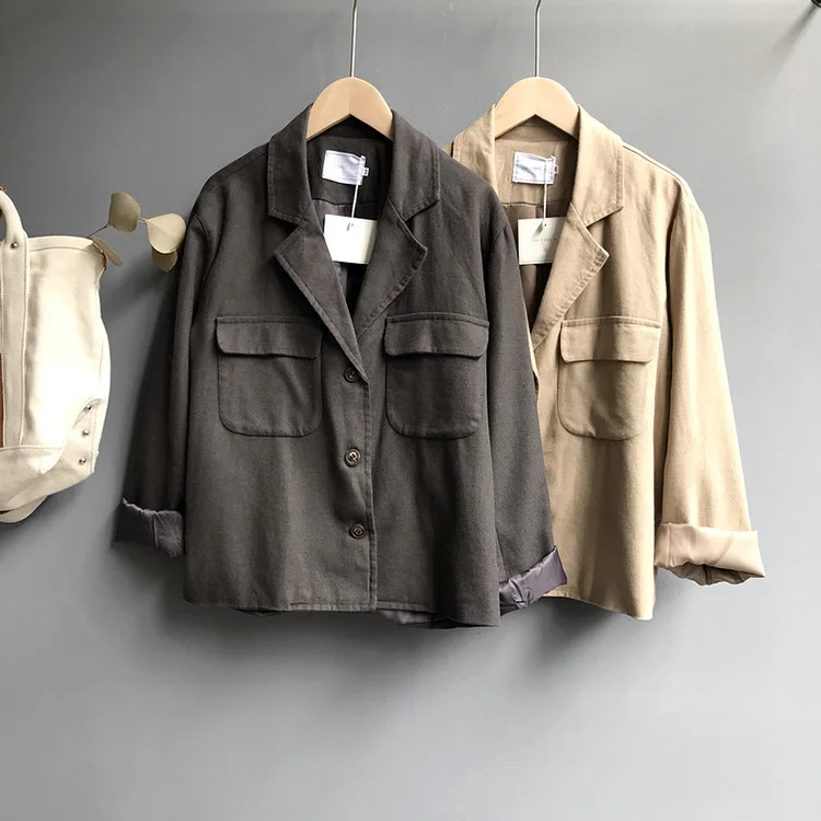 Daily Apparel Female 2019 Fashion Autumn Overcoat Casual Outerwear Suit Collar Korean Cargo Linen Jacket Vintage Coat for Women
Daily Apparel Female 2019 Fashion Autumn Overcoat Casual Outerwear Suit Collar Korean Cargo Linen Jacket Vintage Coat for Women
