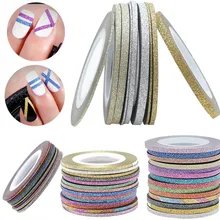 Novo 12 cor brilho prego striping linha fita adesivo conjunto decorações de arte diy dicas para unhas polonês gel strass decorat 2019 m(China)