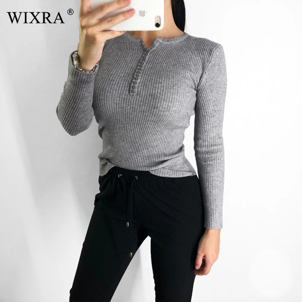 WIXRA 2018 Winter New Womens Sweaters and Pullovers Fake Buttons Elegant Knitted Tops Pull Knit Jumpers Slim Pullover Sweater
WIXRA 2018 Winter New Womens Sweaters and Pullovers Fake Buttons Elegant Knitted Tops Pull Knit Jumpers Slim Pullover Sweater
