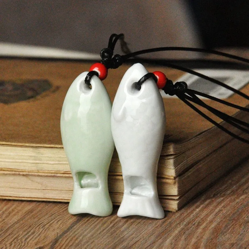 Fashion Style Whistle Ceramic Pendant Long Necklace Handmade Adjustable Wax Rope Sweater For Women Men | Украшения и аксессуары