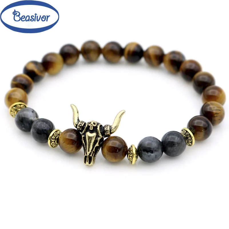 Retro skull-Bull Male Wrap Bracelets Tiger-eye Loose Moon Stones Beaded Stretch Vintage Jewelry
Retro skull-Bull Male Wrap Bracelets Tiger-eye Loose Moon Stones Beaded Stretch Vintage Jewelry