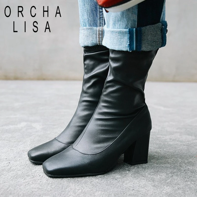 ORCHA LISA Pu leather Women Winter Ankle Boots high heel Short boots Square toe slip on Shoes Women Botas feminino mujer
ORCHA LISA Pu leather Women Winter Ankle Boots high heel Short boots Square toe slip on Shoes Women Botas feminino mujer