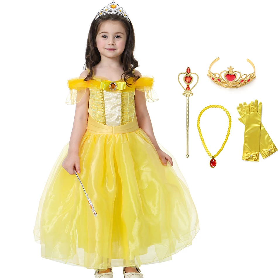 Halloween Princess Dress Up Costume for Girls Belle Dress Beauty and the Beast