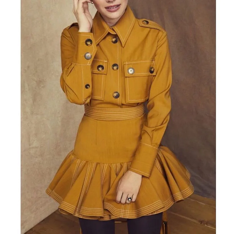 Top Version Women Wool Caramel Safari Shirt + Ruffle Flip Skirt - Ladies 2019 New Style 2 Piece Set
Top Version Women Wool Caramel Safari Shirt + Ruffle Flip Skirt - Ladies 2019 New Style 2 Piece Set
