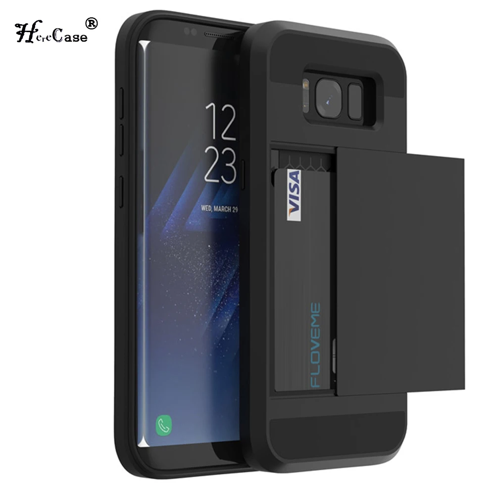 HereCase Case For Samsung Galaxy A3 A5 A7 J3 J5 J7 2016 2017 Card Slot S7 S6 S8 Plus Cases Armor Slide Holder | Мобильные телефоны