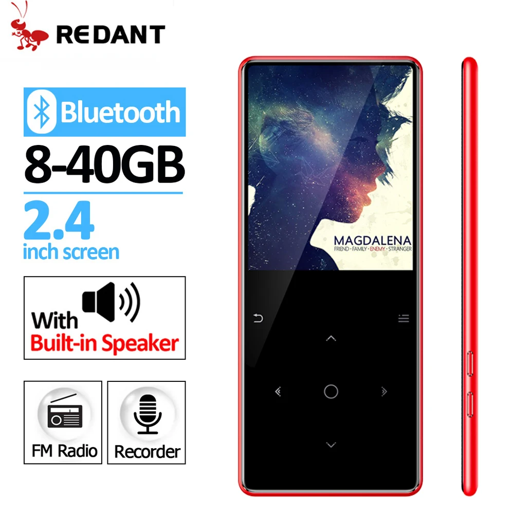 REDANT MP3 player Bluetooth 4.2 with touch keys Bulit-in Speaker FM radio recording Portable Slim Lossless Sound walkman 32gb
REDANT MP3 player Bluetooth 4.2 with touch keys Bulit-in Speaker FM radio recording Portable Slim Lossless Sound walkman 32gb