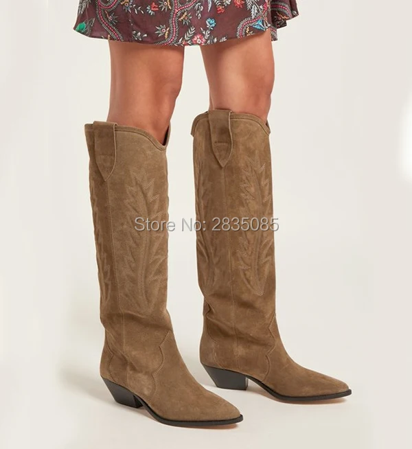 Qianruiti Western Cowboy Shoes Women Pointed Toe Block Heel Gladiator Long Botas Slip On Soft Suede Embroidery Knee High Boots
Qianruiti Western Cowboy Shoes Women Pointed Toe Block Heel Gladiator Long Botas Slip On Soft Suede Embroidery Knee High Boots