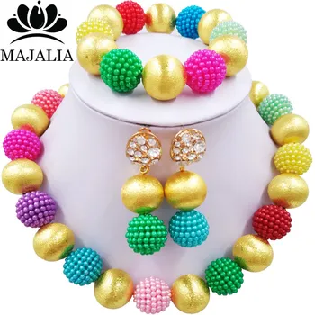 Majalia Classic Nigeria Wedding African Pearl Jewelry Set Multicolor Crystal Plastic Pearl Necklace Bride Jewelry Sets 1CL001
Majalia Classic Nigeria Wedding African Pearl Jewelry Set Multicolor Crystal Plastic Pearl Necklace Bride Jewelry Sets 1CL001