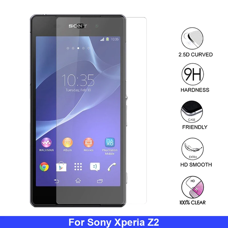 

2Pcs For Sony Xperia Z2 Tempered Glass Screen Protector Safety Protective Film on XperiaZ2 Z 2 D6502 D6503 SO-03F D 6502 6503