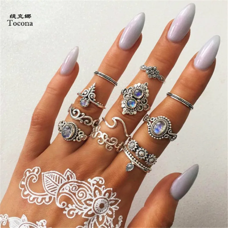 Tocona 12pcs/Set Vintage Antique Silver Flower Crown Wave Crystal Stone Finger Midi Rings Set for Women Bohemian Jewelry 6540
Tocona 12pcs/Set Vintage Antique Silver Flower Crown Wave Crystal Stone Finger Midi Rings Set for Women Bohemian Jewelry 6540