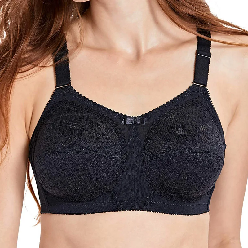 Фото 34-44 B C D DD E Women Wireless Full Coverage Wire Free Comfort Unlined Lace Sheer Ultra thin Plus Size Minimizer Bra | Женская одежда
