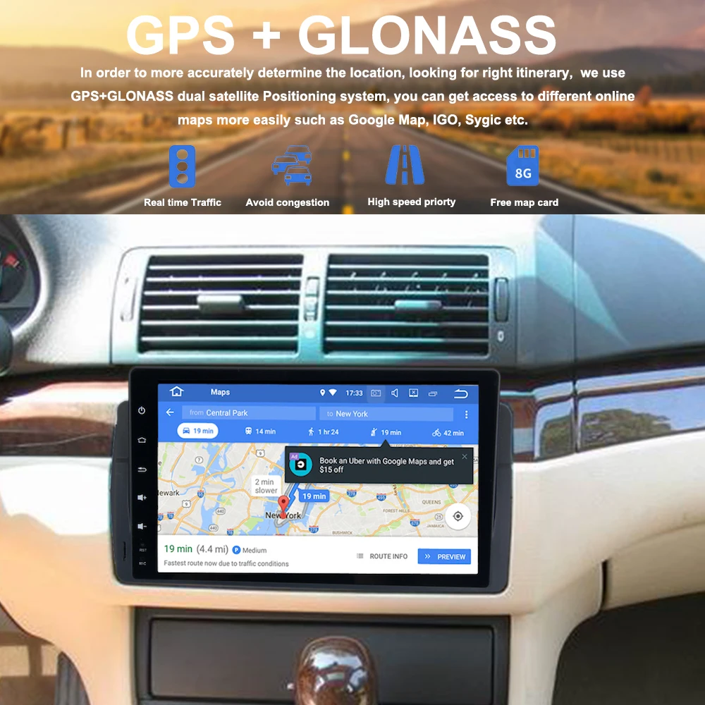 Автомагнитола на Android 9 0 с GPS для BMW E46 M3 318i 325 320i навигацией и сенсорным IPS-экраном