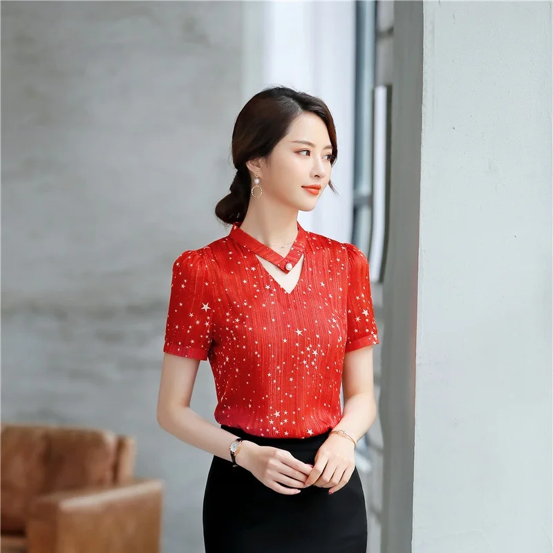 Fashion Red Casual Chiffon Women Blouses & Shirts 2019 Summer Short Sleeve Female Tops Clothes OL Styles Shirt Blouse
Fashion Red Casual Chiffon Women Blouses & Shirts 2019 Summer Short Sleeve Female Tops Clothes OL Styles Shirt Blouse
