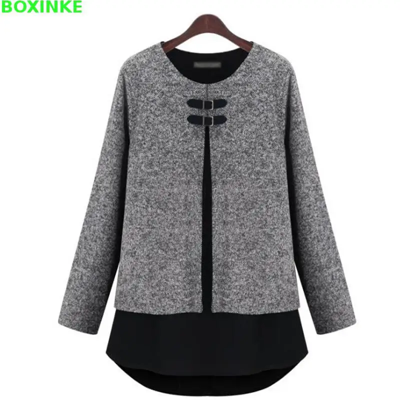 2019 Cotton Top Kpop Unicorn Europe And The Large Size Women Autumn Winter Color Mosaic Knitting False Two Piece Fat Mm Shirt
2019 Cotton Top Kpop Unicorn Europe And The Large Size Women Autumn Winter Color Mosaic Knitting False Two Piece Fat Mm Shirt
