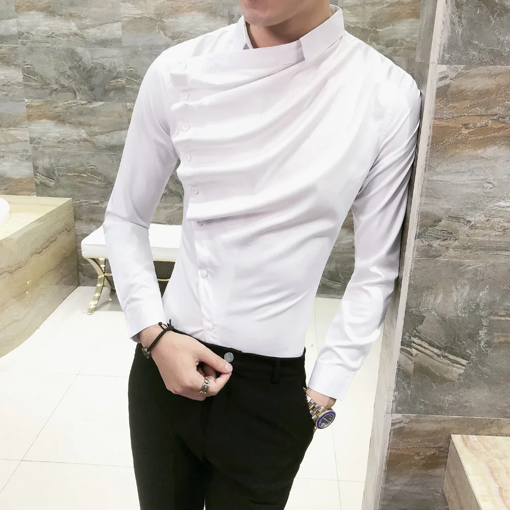 Autumn Men Shirt Fashion 2019 Korean Slim Fit Dress Shirts Mens Long Sleeve Front Fold Design Night Club Tuxedo Shirt Men 3XL-M
Autumn Men Shirt Fashion 2019 Korean Slim Fit Dress Shirts Mens Long Sleeve Front Fold Design Night Club Tuxedo Shirt Men 3XL-M