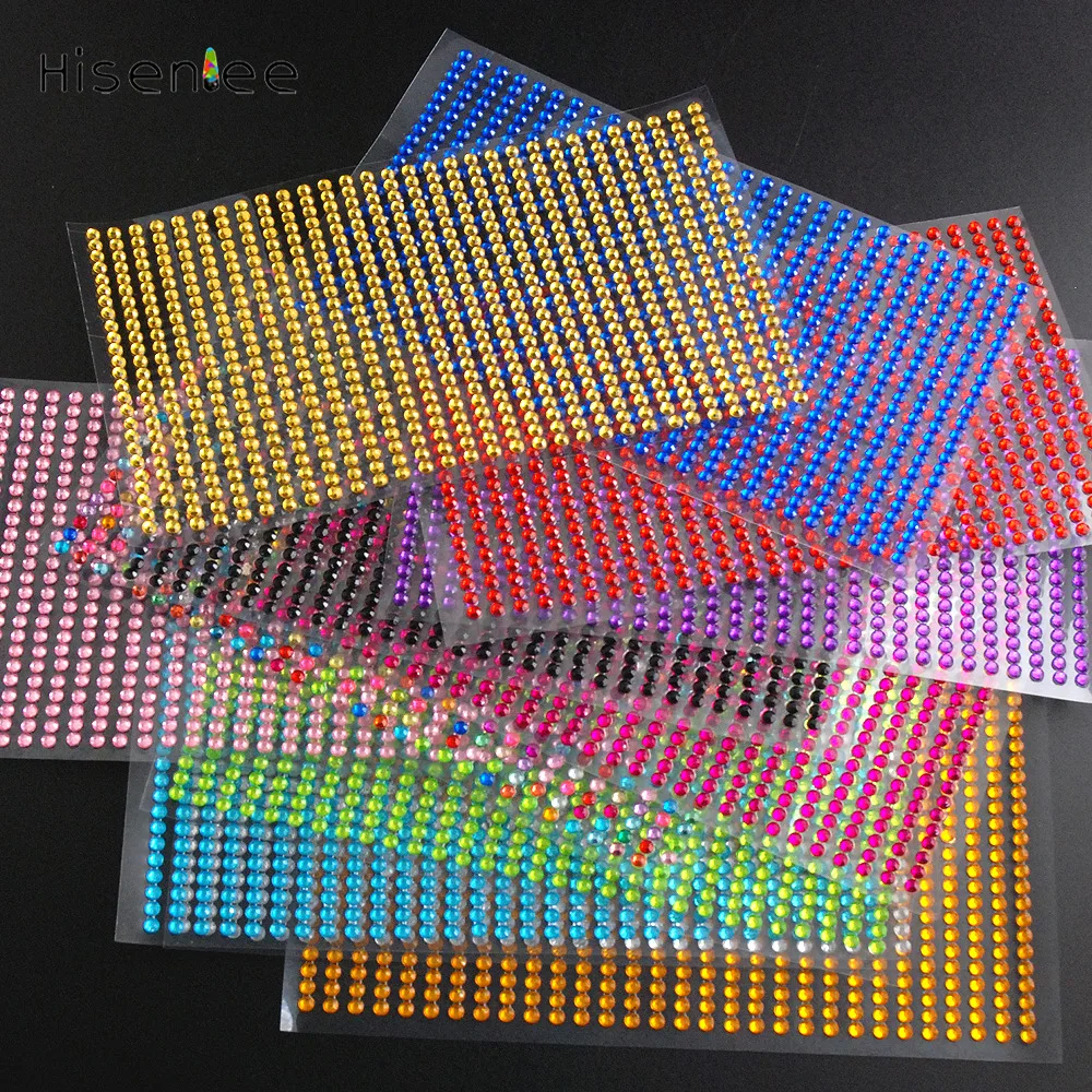 Hisenlee Boutique 3mm 750pcs/set 10Sheet Acrylic Flatback Self Adhesive 12Color Options Stickers Decal Mobile Computer Stickers
Hisenlee Boutique 3mm 750pcs/set 10Sheet Acrylic Flatback Self Adhesive 12Color Options Stickers Decal Mobile Computer Stickers