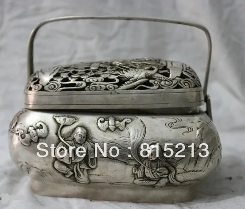 

wang 00093 Folk Culture HandMade Silver Bronze statue lotus flower Pine incense burner