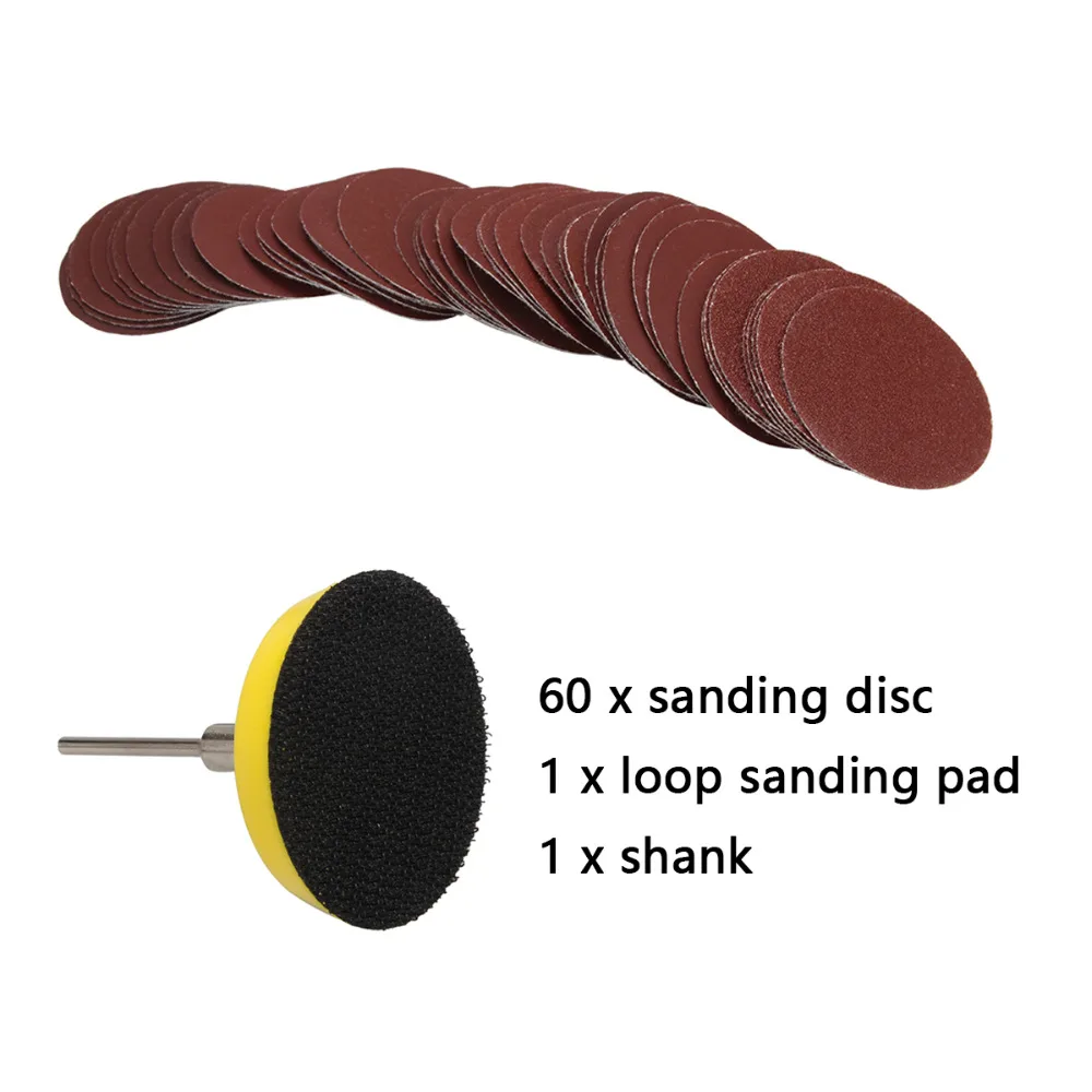 60pcs 2 inch 50mm 100/240/600/800/1000/2000 Grits Sanding Disc Set + Loop Sanding Pad with 3mm Shank For Polishing Tools
60pcs 2 inch 50mm 100/240/600/800/1000/2000 Grits Sanding Disc Set + Loop Sanding Pad with 3mm Shank For Polishing Tools