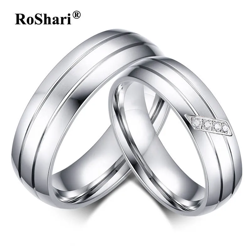 RoShari Fashion Ring men Wedding rings for women Stainless Steel Female Male AAA+ CZ stone Couple Jewelry never rust or fade
RoShari Fashion Ring men Wedding rings for women Stainless Steel Female Male AAA+ CZ stone Couple Jewelry never rust or fade