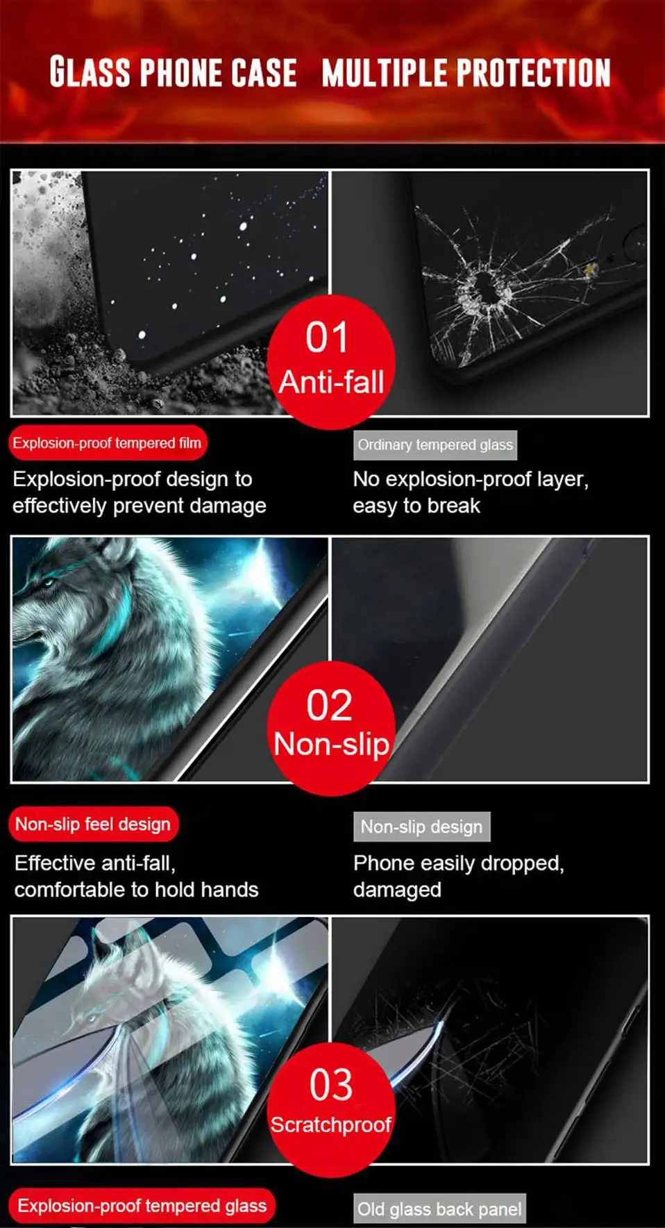 Luxury Tempered Glass Case For iPhone XS Max XR X Coque iPhone8 Silicone Pattern iPhonexs Phone Case For iPhone XS 6 6S 7 8 Plus (6)