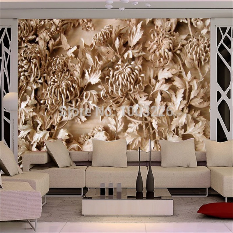 

Three-dimensional carvings petal wedding room background wall paper Customize papel de parede photo wallpaper roll wall stickers