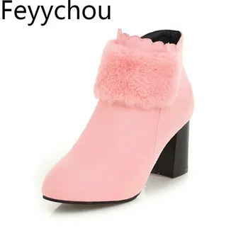 Women Boots Autumn Winter High Heel Warm Ankle Pointed Toe Zip Faux Fur 2018 Flock New Sexy Fashion Casual Beige Big Size 34-43
Women Boots Autumn Winter High Heel Warm Ankle Pointed Toe Zip Faux Fur 2018 Flock New Sexy Fashion Casual Beige Big Size 34-43
