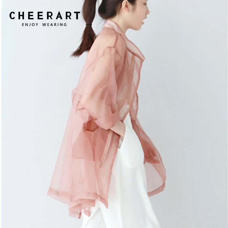 Cheerart Summer Sheer Kimono Cardigan Organza Transparent Blouse Women See Through Loose Pink/White/Black Korean Top Femme
Cheerart Summer Sheer Kimono Cardigan Organza Transparent Blouse Women See Through Loose Pink/White/Black Korean Top Femme