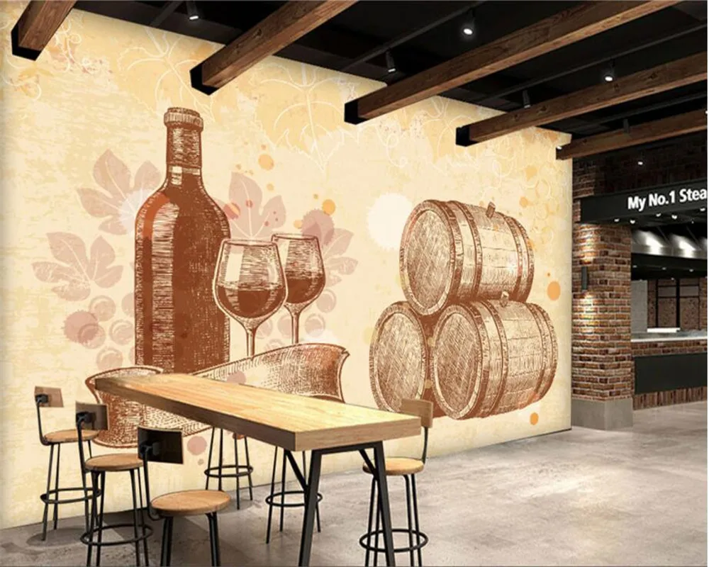

Beibehang Custom 3D wallpaper mural retro hand painted wine background wall wallpapers for living room papier peint mural 3d