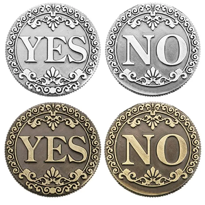 

YES NO Coin Make Decision Commemorative Badge Double Sided Embossed Plating Collection New Year Gift APR-30