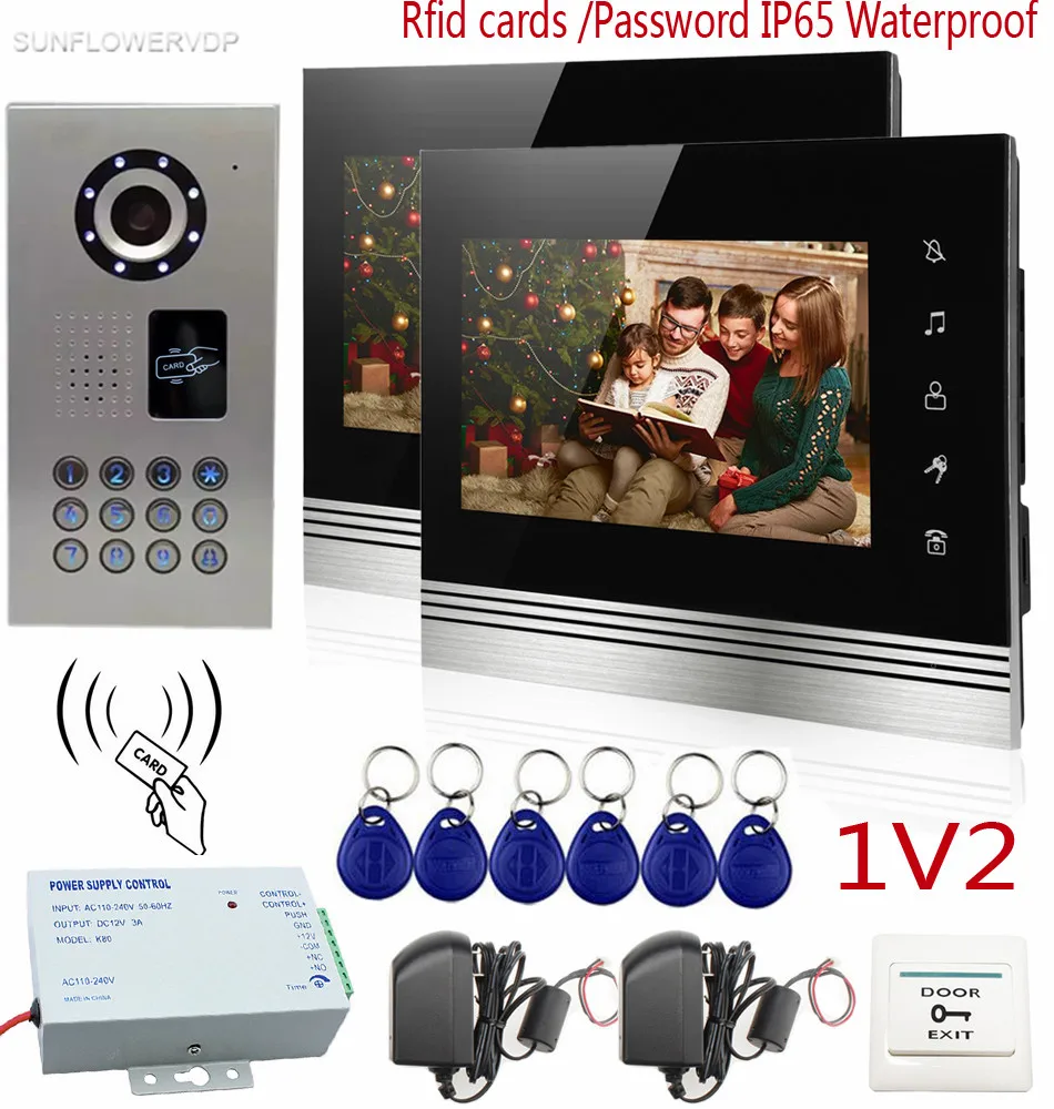 SUNFLOWERVDP Video Door Phone 2 Monitors IP65 Waterproof Rfid Card/Keyboard CCD Camera Videophone Color Touch Buttons 7" Monitor
SUNFLOWERVDP Video Door Phone 2 Monitors IP65 Waterproof Rfid Card/Keyboard CCD Camera Videophone Color Touch Buttons 7" Monitor