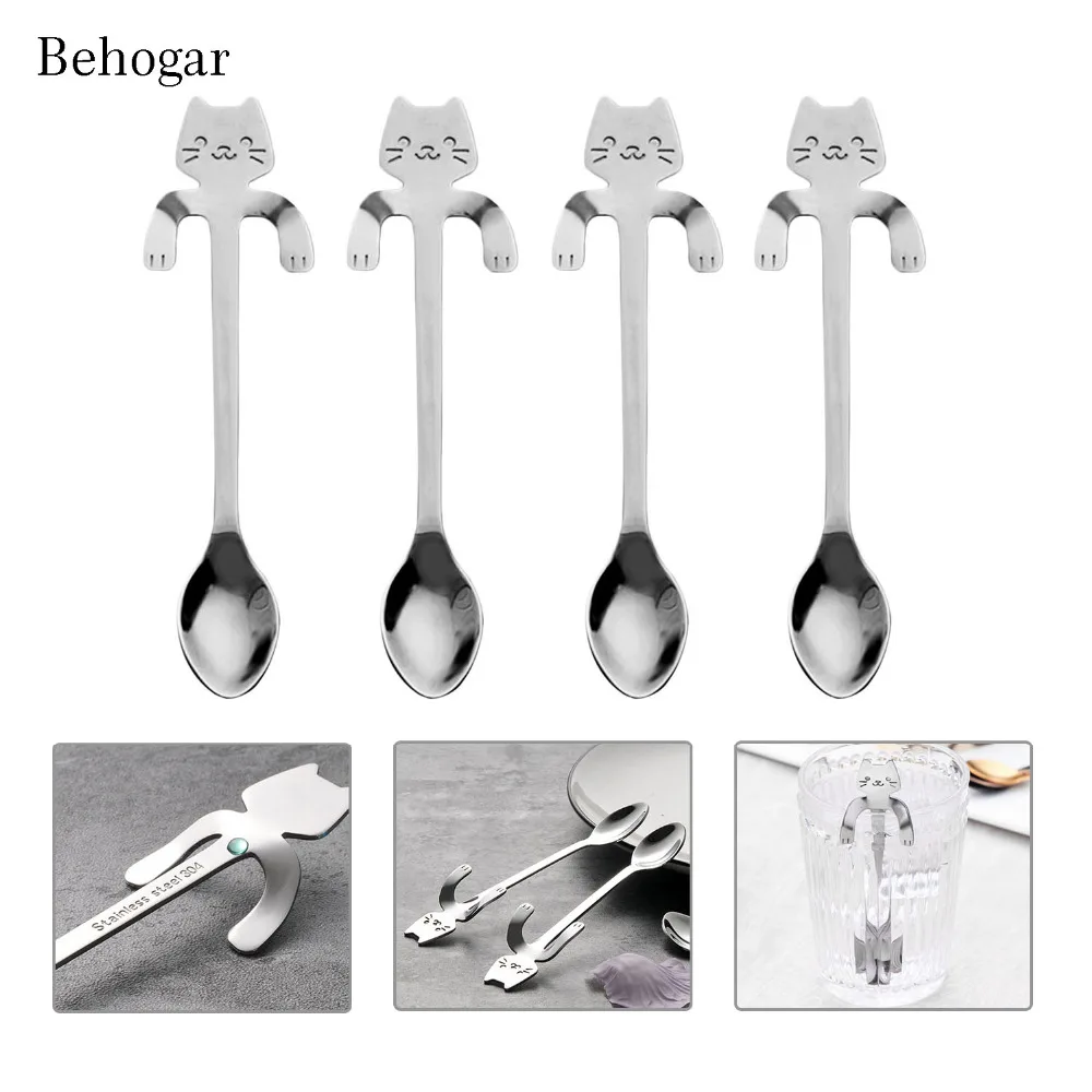 Behogar 4PCS Stainless Steel Cat Tea Coffee Ice Cream Spoon Teaspoon Tableware Flatware Supplies For Home Kitchen Office Party
Behogar 4PCS Stainless Steel Cat Tea Coffee Ice Cream Spoon Teaspoon Tableware Flatware Supplies For Home Kitchen Office Party