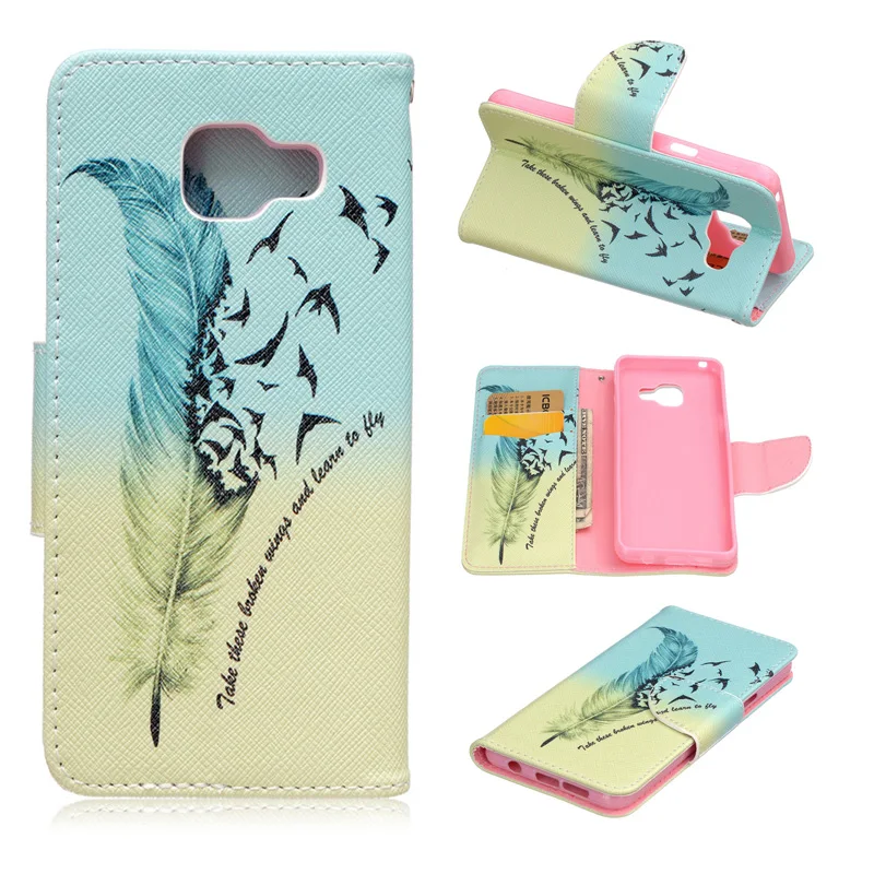 For 2016 Galaxy A3 A5 Case Colorful Flower Tree Bear Pattern Wallet Leather Stand Cover Samsung A310 A510 | Мобильные телефоны и