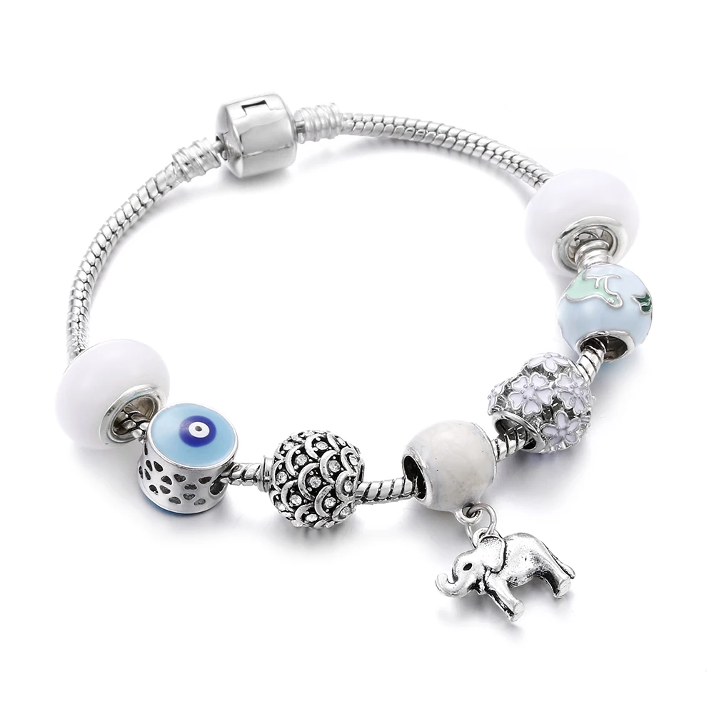 Silver Women Bracelets Crystal Bead Rainbow Elephant Smiley Face Pendant Snake Chain Charm Bracelet&Bangle For Girl Jewelry Gift
Silver Women Bracelets Crystal Bead Rainbow Elephant Smiley Face Pendant Snake Chain Charm Bracelet&Bangle For Girl Jewelry Gift