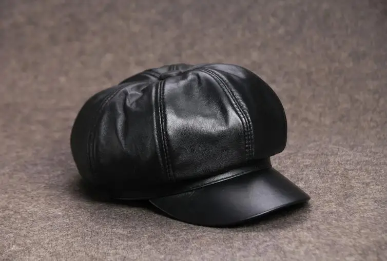 Women Genuine Leather Octagonal Hat Painter Hat Sheepskin Leather Cap Fashion Black
Women Genuine Leather Octagonal Hat Painter Hat Sheepskin Leather Cap Fashion Black