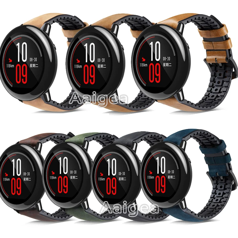 

Fashion Leather Silicone Watch Strap Band for Xiaomi Huami Amazfit PACE Smart Watch Replacement 22mm Wrist strap band Bracelet