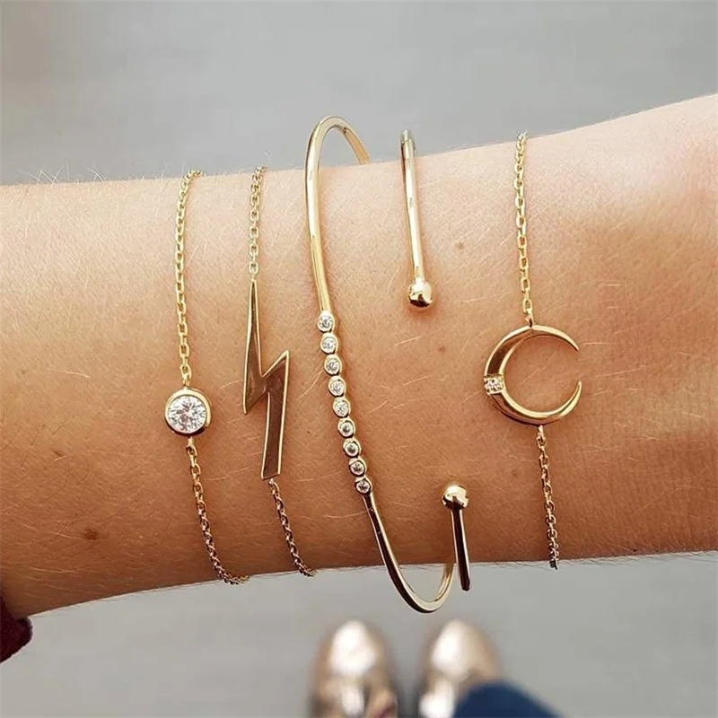 5Pcs/Set Fashion Women Charm Beach Gold Color Chain Moon Crystal Geometry Chain bangle Bracelet Set Jewelry A Direct Sale
5Pcs/Set Fashion Women Charm Beach Gold Color Chain Moon Crystal Geometry Chain bangle Bracelet Set Jewelry A Direct Sale
