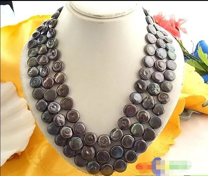 FREE SHIPPING HOT sell new Style >>>>3ROW 14MM BLACK COIN FRESHWATER CULTURED PEARL NECKLACE SHELL
FREE SHIPPING HOT sell new Style >>>>3ROW 14MM BLACK COIN FRESHWATER CULTURED PEARL NECKLACE SHELL