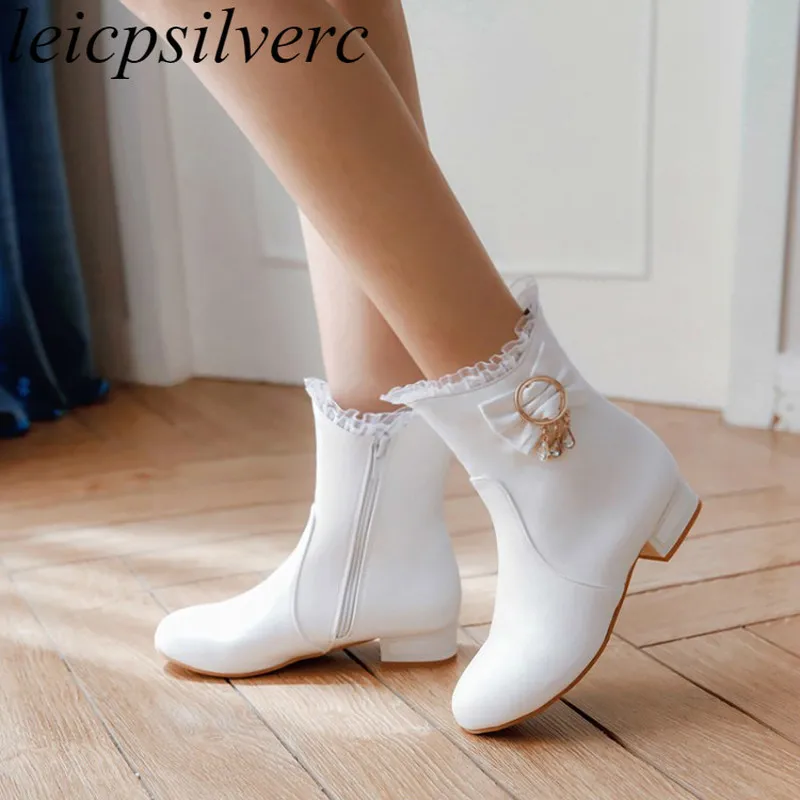 Women Boots Winter Plush Ankle Flock Slip on Low Heel Round Toe 2018 New Cute Sweet Student Shoe Flat Bottom Comfortable White
Women Boots Winter Plush Ankle Flock Slip on Low Heel Round Toe 2018 New Cute Sweet Student Shoe Flat Bottom Comfortable White