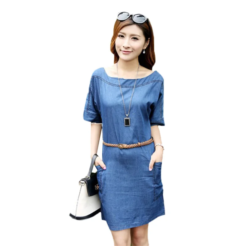 Summer Dress 2019 New Large Size XS-3XL Women Slash neck Denim Dress Fashion Slim Pure Color Exquisite Denim Dress Female JIA153
Summer Dress 2019 New Large Size XS-3XL Women Slash neck Denim Dress Fashion Slim Pure Color Exquisite Denim Dress Female JIA153