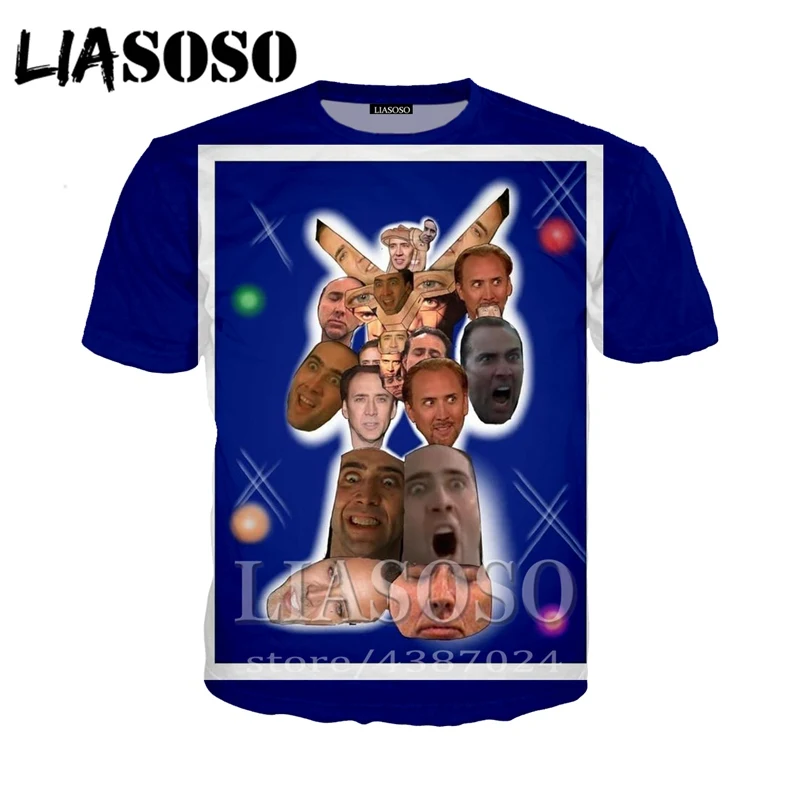 LIASOSO Women tshirt anime streetwear hip hop homme new Nicolas Cage 3D print Harajuku funny men t shirt/Hoodies/Sweatshirt E71
LIASOSO Women tshirt anime streetwear hip hop homme new Nicolas Cage 3D print Harajuku funny men t shirt/Hoodies/Sweatshirt E71