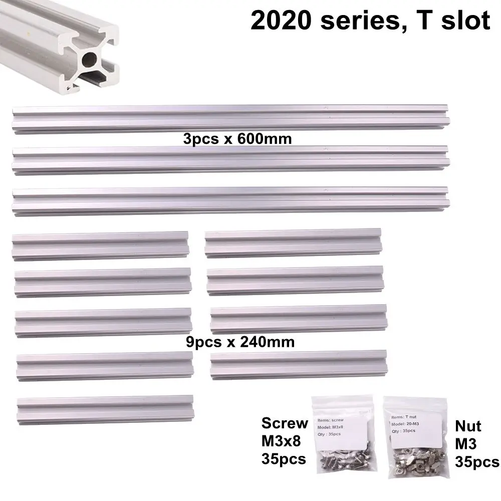 T Slot Aluminum Extrusion Profile Frame Cover Kit for Kossel Mini delta 3D Printer with Screw and T Nut
T Slot Aluminum Extrusion Profile Frame Cover Kit for Kossel Mini delta 3D Printer with Screw and T Nut