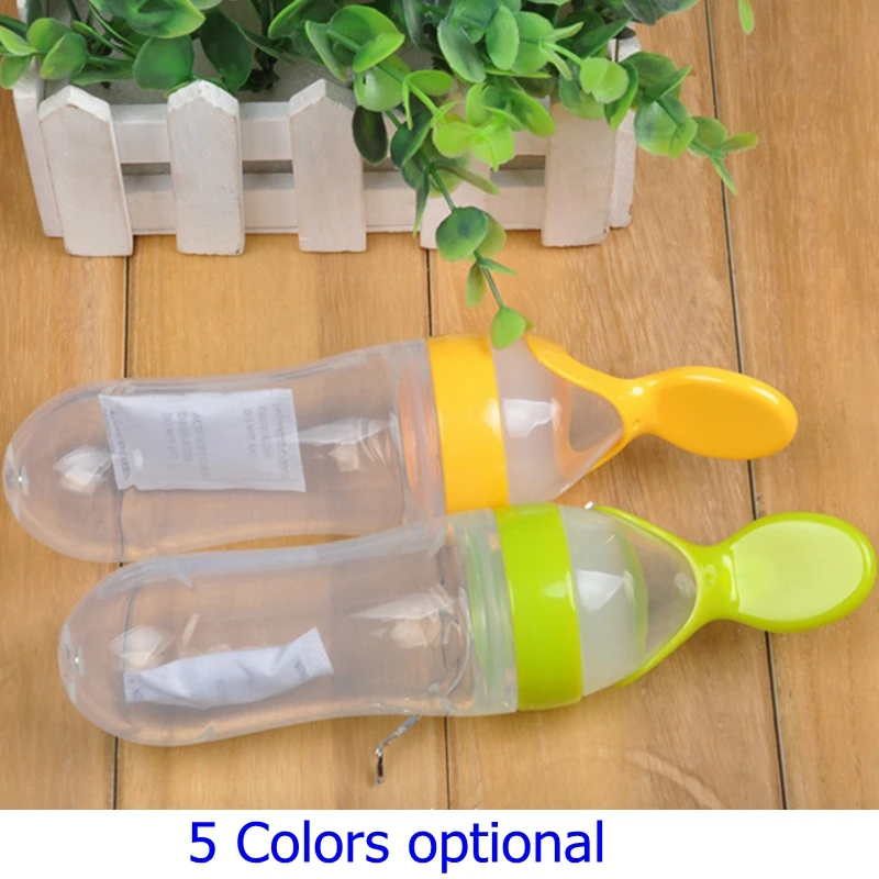 Toddler Baby Rice Cereal Squeeze Spoon Feeder Infant Silicone Feeding Bottle With Food Supplement Puree Squeezing | Мать и ребенок